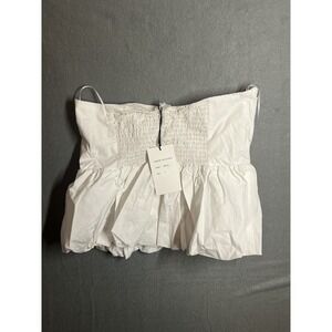 BLENCA White Strapless Smocked Peplum Top Women's Size Large NWT AC241065J